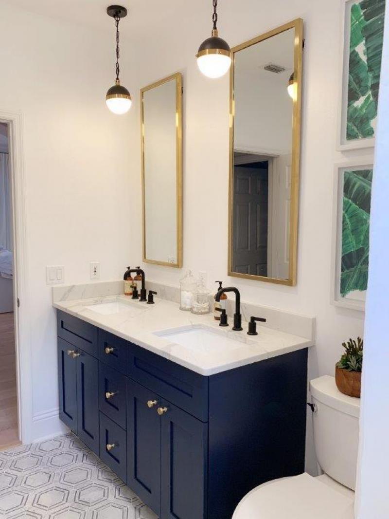 Navy Blue Shaker Frameless Bathroom Vanities