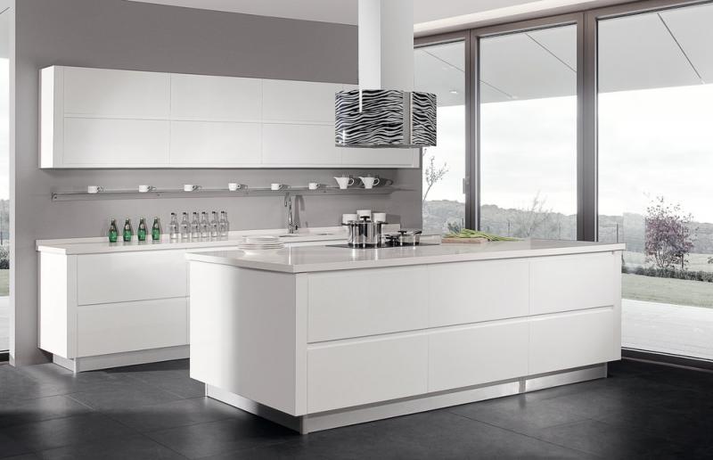 Lacquer White Frameless Kitchen Cabinets