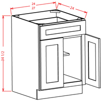 Artisan Shaker Base Cabinet - 27"W