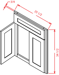 Artisan Shaker Corner Sink Base Front - 26-1/4"W X 30"H - Goes with SBF4242