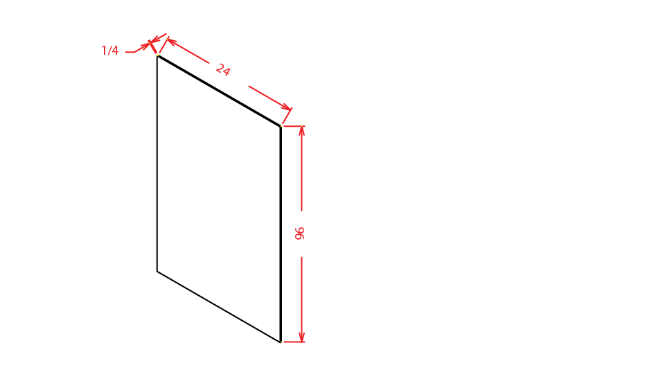 Artisan Shaker Tall Skin Panel - 1/4"D X 96"H X 23 1/4" W