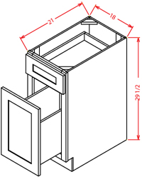 Artisan Shaker Two Drawer File Base Cabinet - 18"W X 21"D X 29-1/2"H