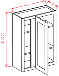Artisan Shaker Wall Blind Corner Cabinet - 27"W X 36"H X 12"D-1D-2S