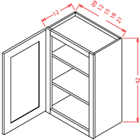 Artisan Shaker Wall Cabinet - 9"W X 42"H X 12"D-1D-3S