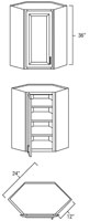Elegant White Shaker 24" x 36" Diagonal Corner Wall Cabinet