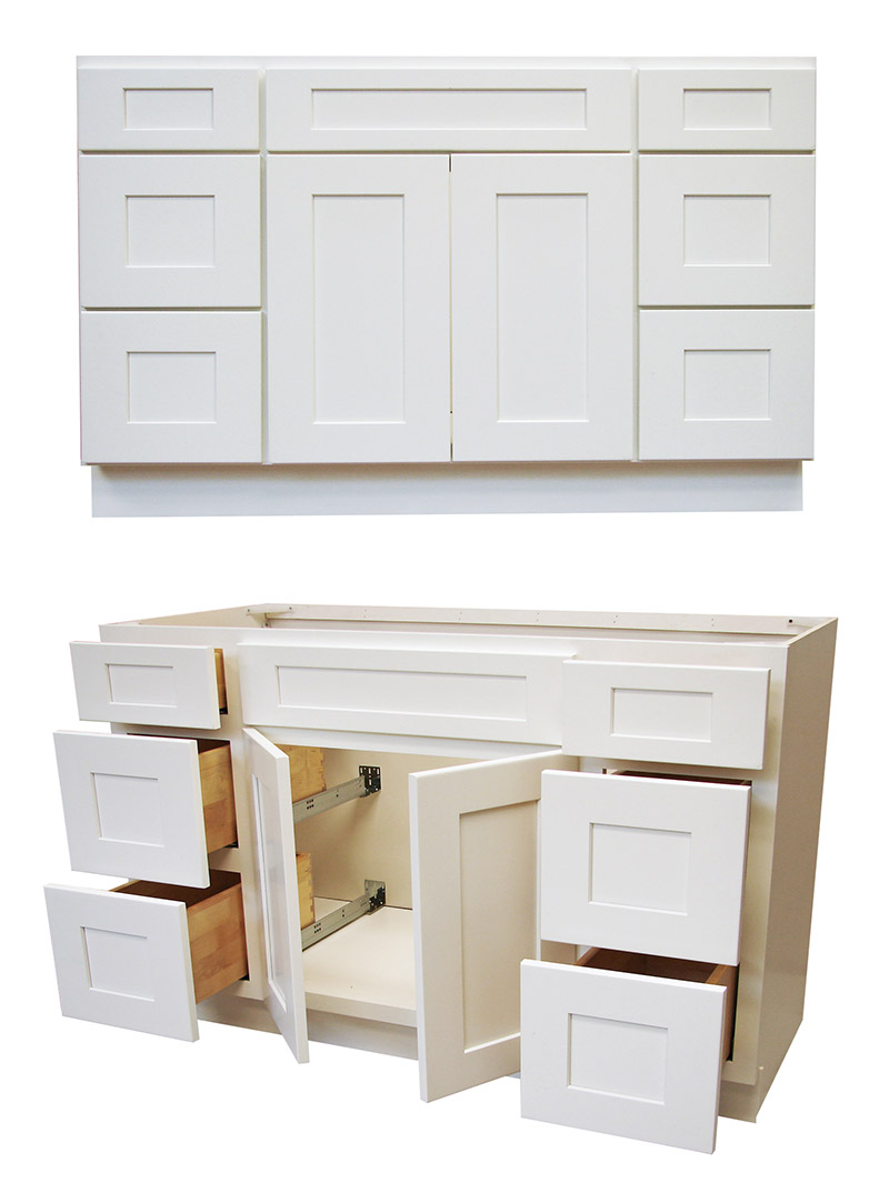 Elegant White Shaker 60" Vanity w/ Drawers