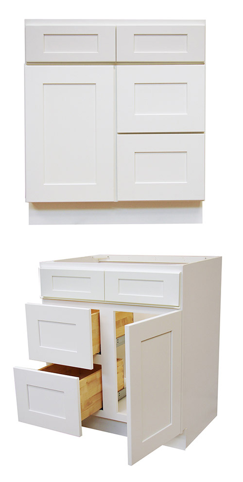 Elegant White Shaker 30" Vanity w/ Left Drawers