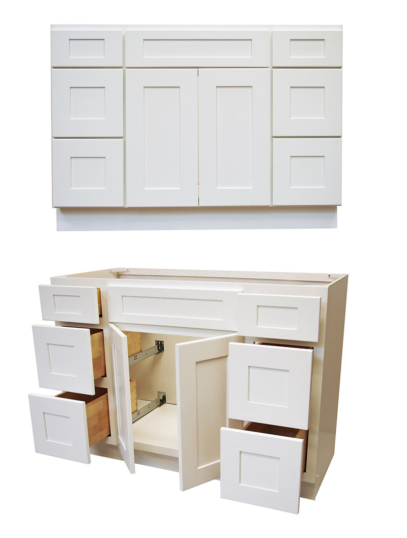 Elegant White Shaker 48" Vanity w/ Drawers