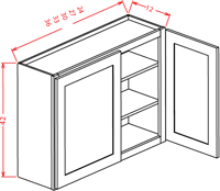 Artisan Shaker Wall Cabinet - 30"W X 42"H X 12"D-2D-3S