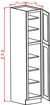 Artisan Shaker Wall Pantry - 18"W X 24"D X 96"H-2D-5S