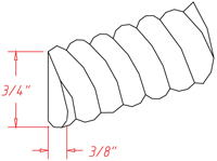 Gunnison Shaker Rope Molding - 3/8"D X 3/4"H X 96"W
