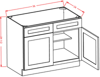 Gunnison Shaker Sink Base - 33"W - 2 False Drawers