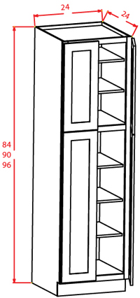 Gunnison Shaker Wall Pantry - 24"W X 24"D X 90"H-4D-5S
