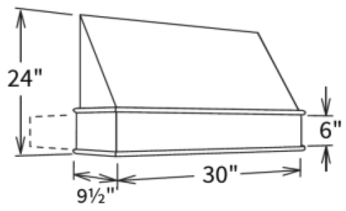 Sable Shaker Tapered Wood Hood 30" X 24" X 6 13/16"