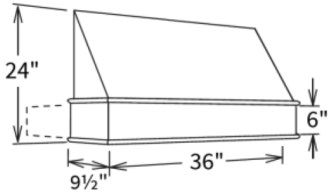Sable Shaker Tapered Wood Hood 36" X 24" X 6 13/16"