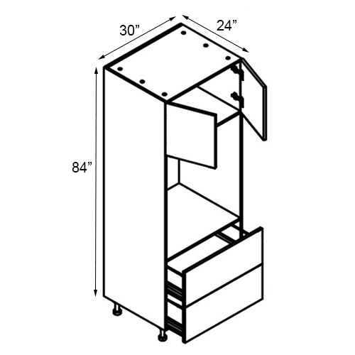 Gloss White Double Door Microwave Oven Cabinet - 30"W x 84"H