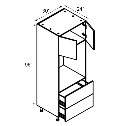 Gloss White Double Door Microwave Oven Cabinet - 30"W x 96"H