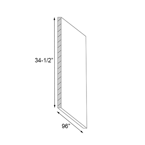 Gloss White Island Back Panel - 96"W x 34-1/2"H