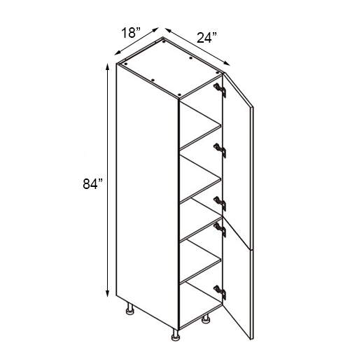 Walnut Frameless Double Door Pantry Cabinet - 18"W x 84"H