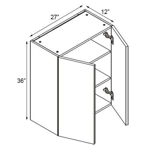 Walnut Frameless Double Door Wall Cabinet - 27"W x 36"H
