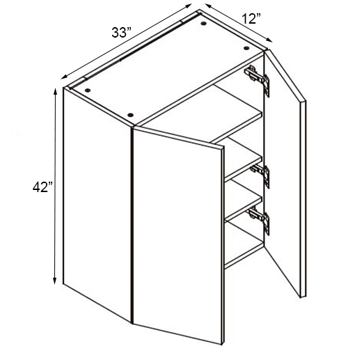 Walnut Frameless Double Door Wall Cabinet - 33"W x 42"H