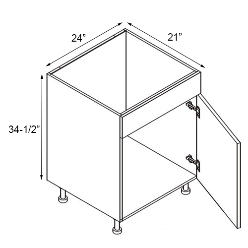 Gloss White Double Door Vanity Sink Base Cabinet - 24"W x 34-1/2"H