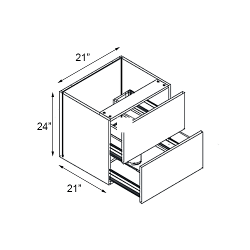 Gloss White Vanity Drawer Base Cabinet - 21"W x 24"H