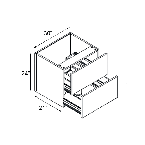 Gloss White Vanity Drawer Base Cabinet - 30"W x 24"H