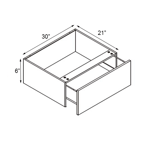 Gloss White Vanity Knee Drawer Cabinet - 30"W x 6"H