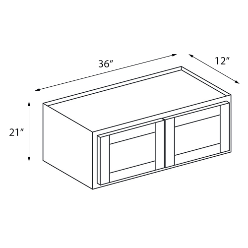 Navy Blue Shaker Double Door Wall Cabinet - 36"W x 21"H