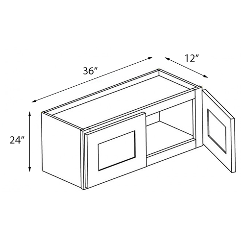 Navy Blue Shaker Double Door Wall Cabinet - 36"W x 24"H