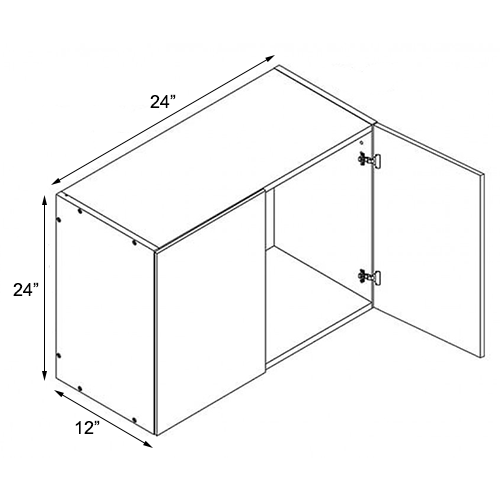 Frameless White Shaker Double Door Wall Cabinet - 24"W x 24"H