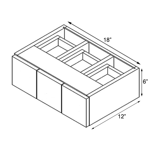 Frameless White Shaker Wall Small Drawer - 18"W x 6"H