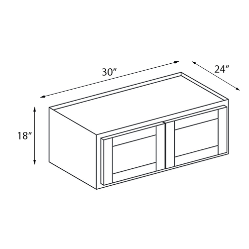 Ambrose Raised Panel Double Door Wall Cabinet - 30"W x 18"H