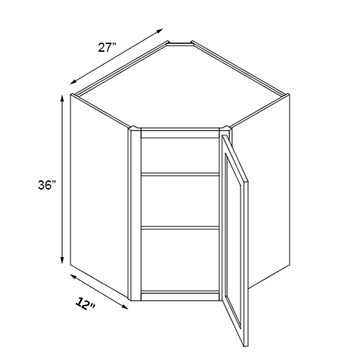 Shaker Hickory Corner Wall Cabinet - 27" W x 36" H