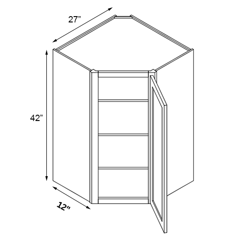 Shaker Hickory Corner Wall Cabinet - 27" W x 42" H