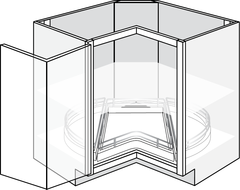 Gladwyne Slab Single Bi-Fold Door Lazy Susan Cabinet w/ Pullout 36"W