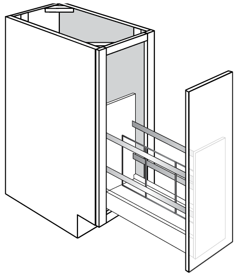 Windon Slab Single Door Full-Height Base Cabinet w/ Tray Divider Pullout 9"W