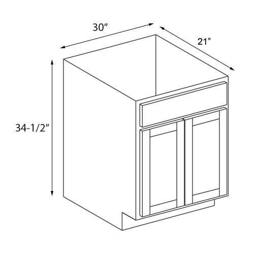 Ivory White Shaker Vanity - 30"W x 34-1/2"H