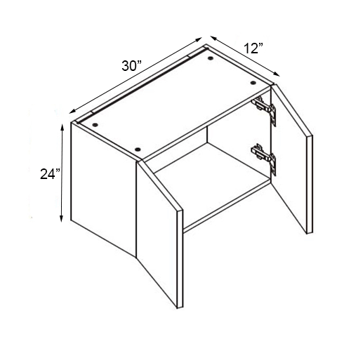 Lacquer White Double Door Wall Bridge Cabinet - 30"W x 24"H