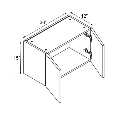 Lacquer White Double Door Wall Bridge Cabinet - 36"W x 15"H