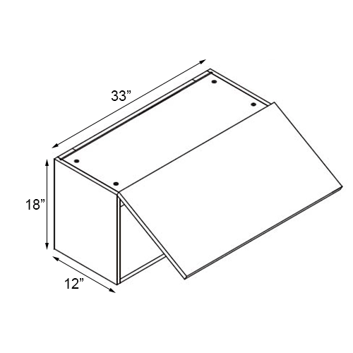Lacquer White Single Door Wall Stay Lift Cabinet - 33"W x 18"H