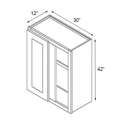 Lacquer White Single Door Wall Blind Corner Cabinet - 30"W x 42"H