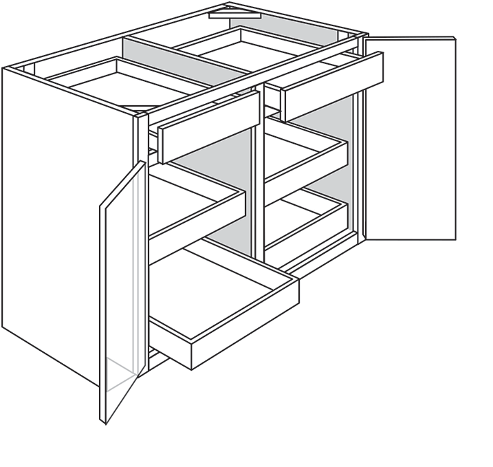 Villanova Shaker Double-Door Base Cabinet w/ 4 Soft-Close Rollout Trays 42"W