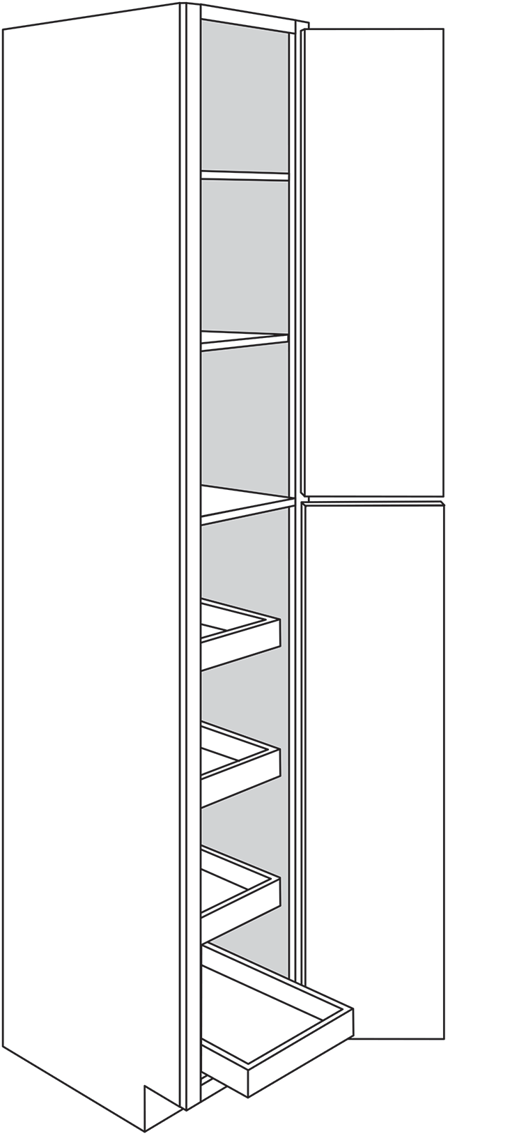 Villanova Shaker Double-Door Pantry Cabinet w/ 4 Soft-Close Rollout Trays 18"W x 96"H