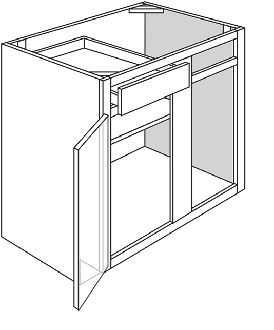 Villanova Shaker Single Door Blind Base Cabinet 39"W