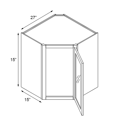 Florence Grey Shaker Single Glass Door Wall Corner Stacking Cabinet - 27"W x 15"H