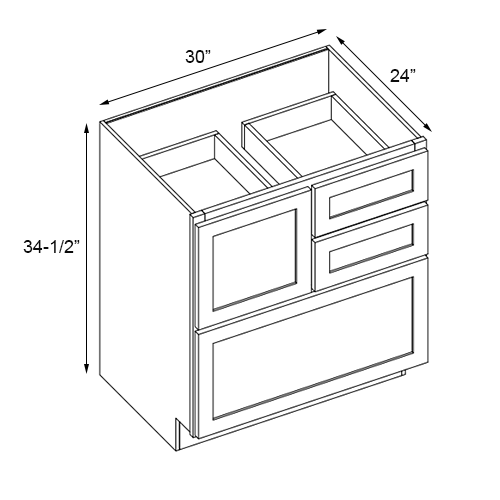 Florence Slate Shaker Cooking Center Base Cabinet - 30"W x 34-1/2"H