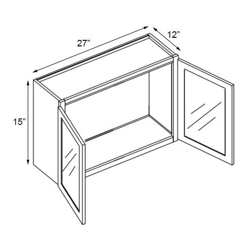 Florence White Shaker Single Glass Door Wall Stacking Cabinet - 27"W x 15"H