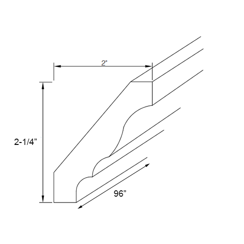 Florence White Shaker Traditional Crown Molding - 96"W x 2-1/4"H
